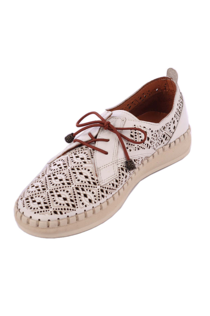 Wander Woven Leather Flat in White