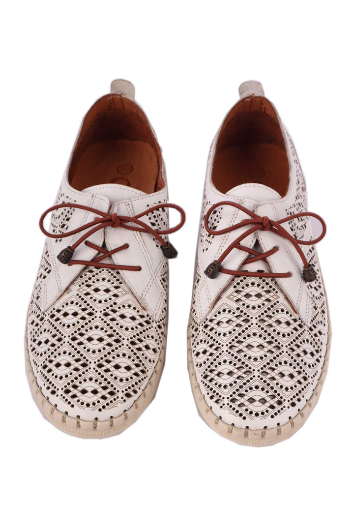 Wander Woven Leather Flat in White