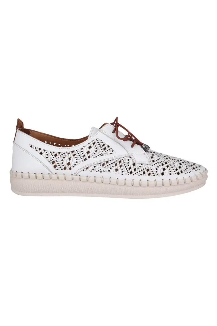 Wander Woven Leather Flat in White
