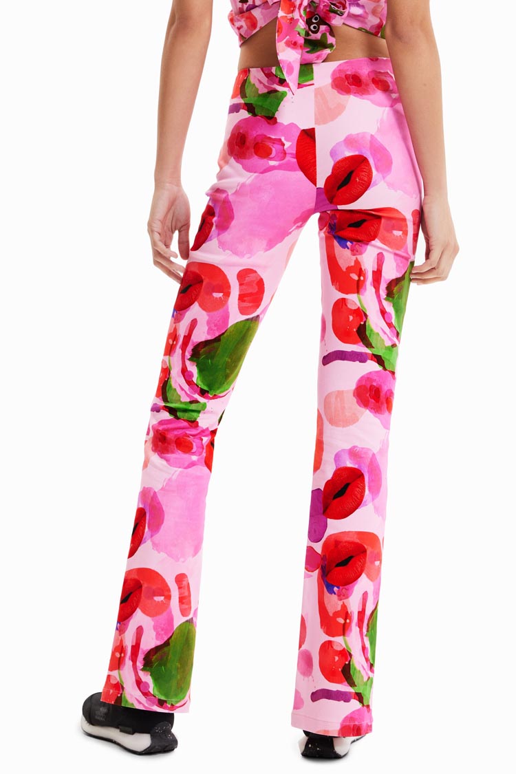 Watercolour Lips Print Trousers