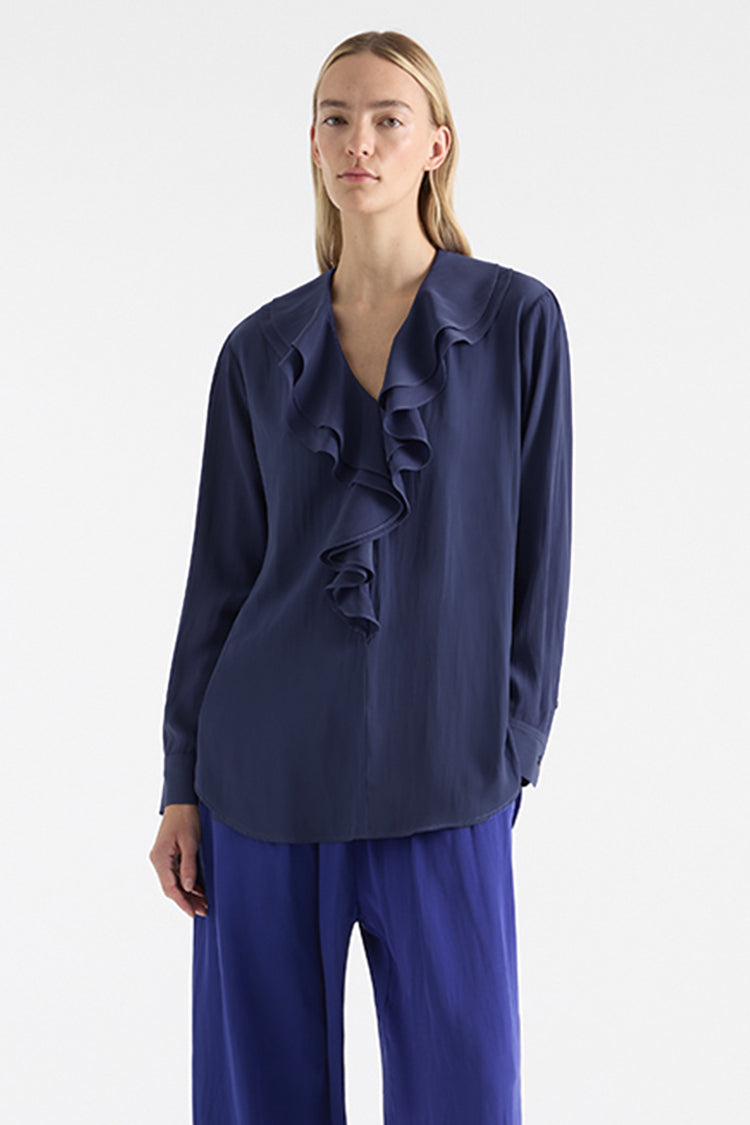 Wave Blouse in Navy