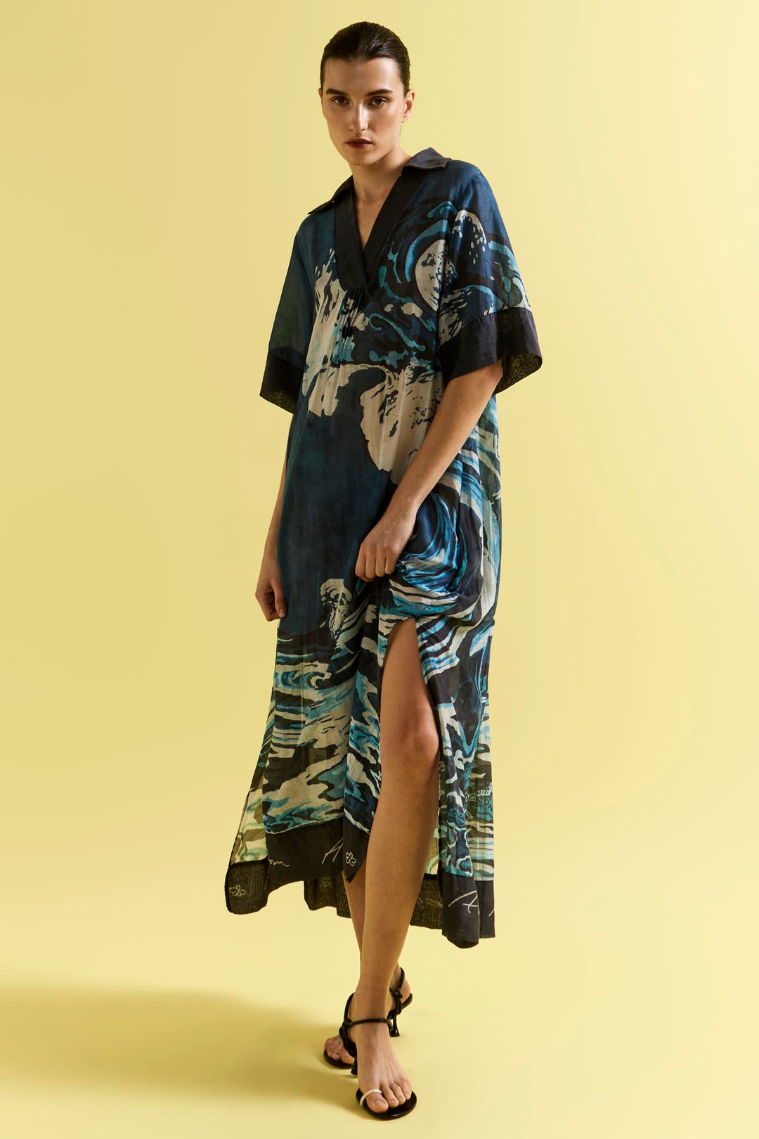 Wave Pool Collared Cover Up Dress in Blue Lagoon