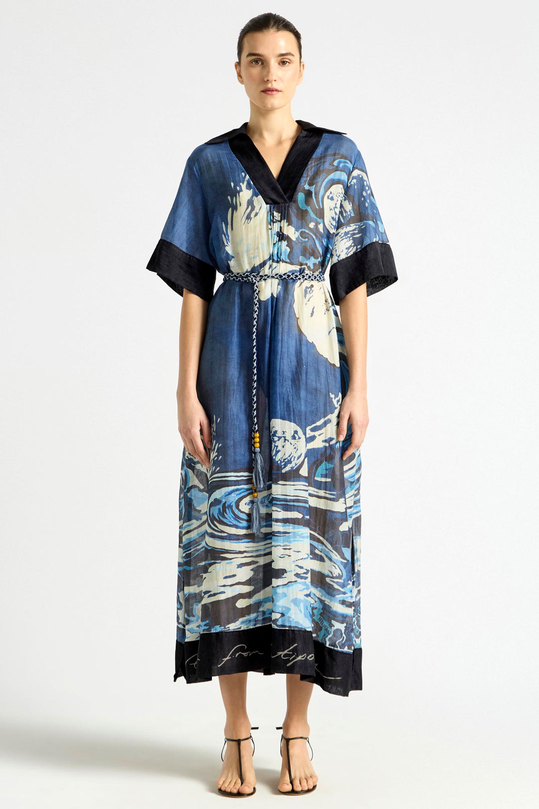 Wave Pool Collared Cover Up Dress in Blue Lagoon