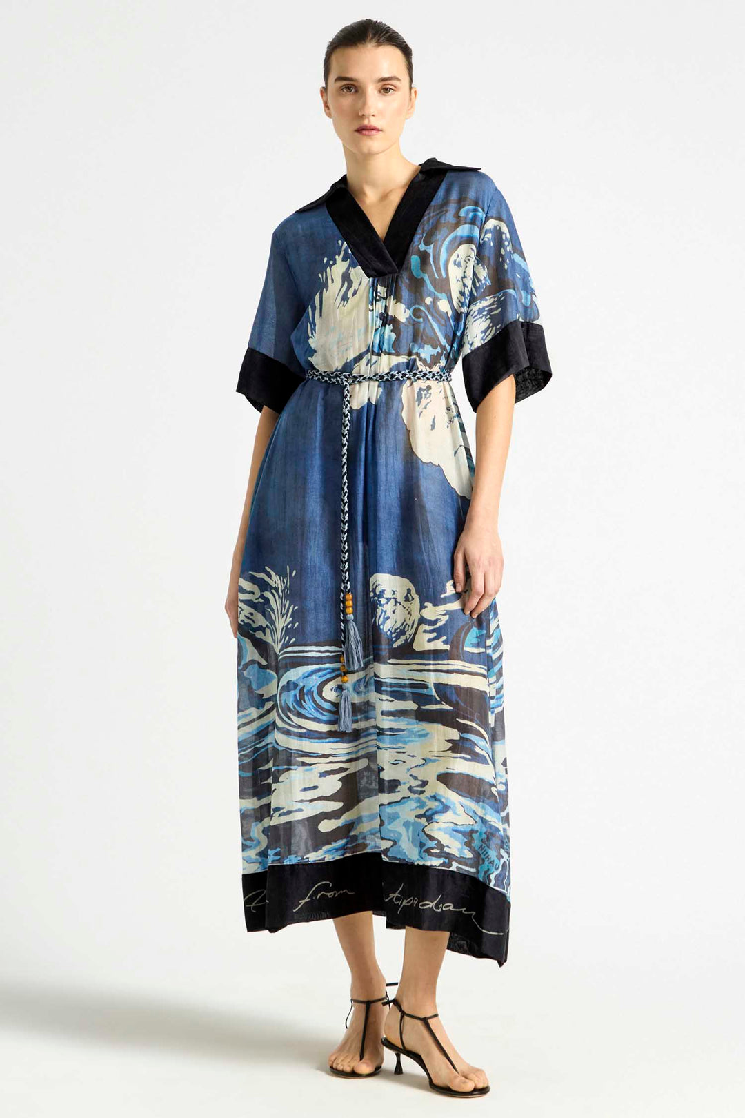 Wave Pool Collared Cover Up Dress in Blue Lagoon