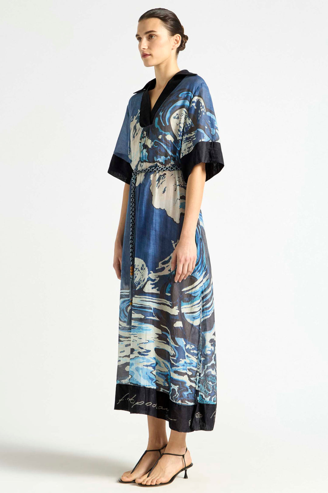 Wave Pool Collared Cover Up Dress in Blue Lagoon