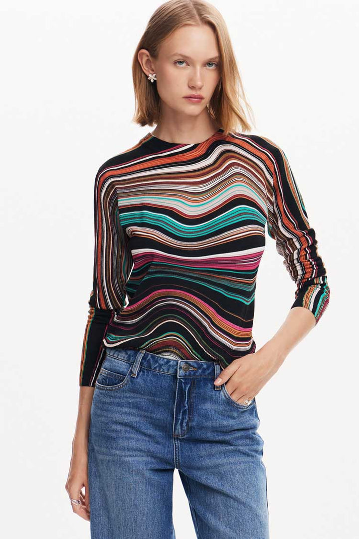 Wavy Striped LS Sweater