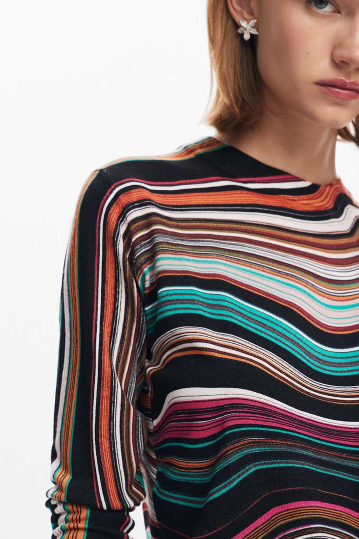 Wavy Striped LS Sweater