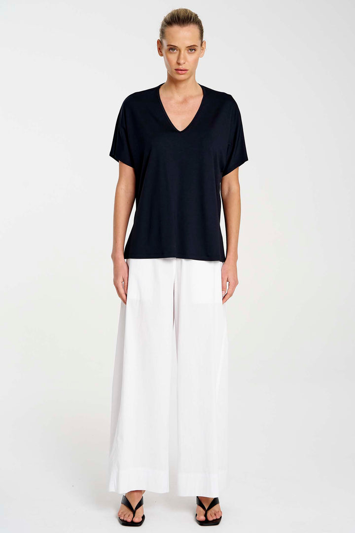 Wide Cross Pant in White