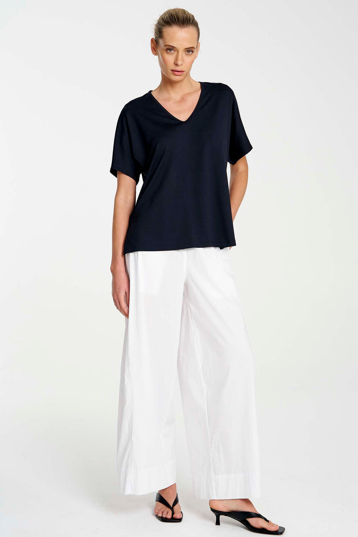 Wide Cross Pant in White