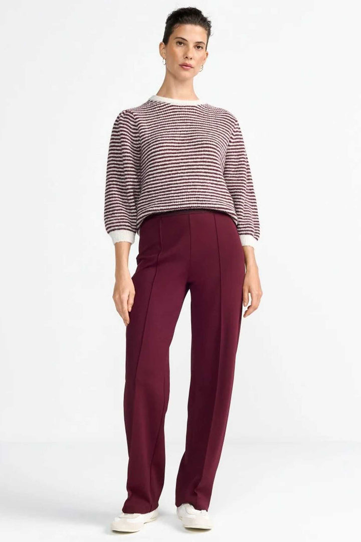 Wide Pants with Elastic Tape in Ruby Glow