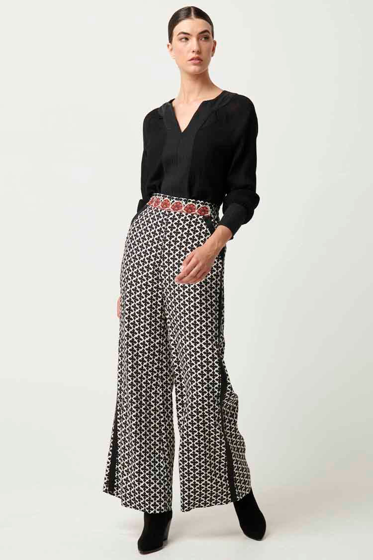 Willow Dobby Contrast Panel Pant in Country Tapestry
