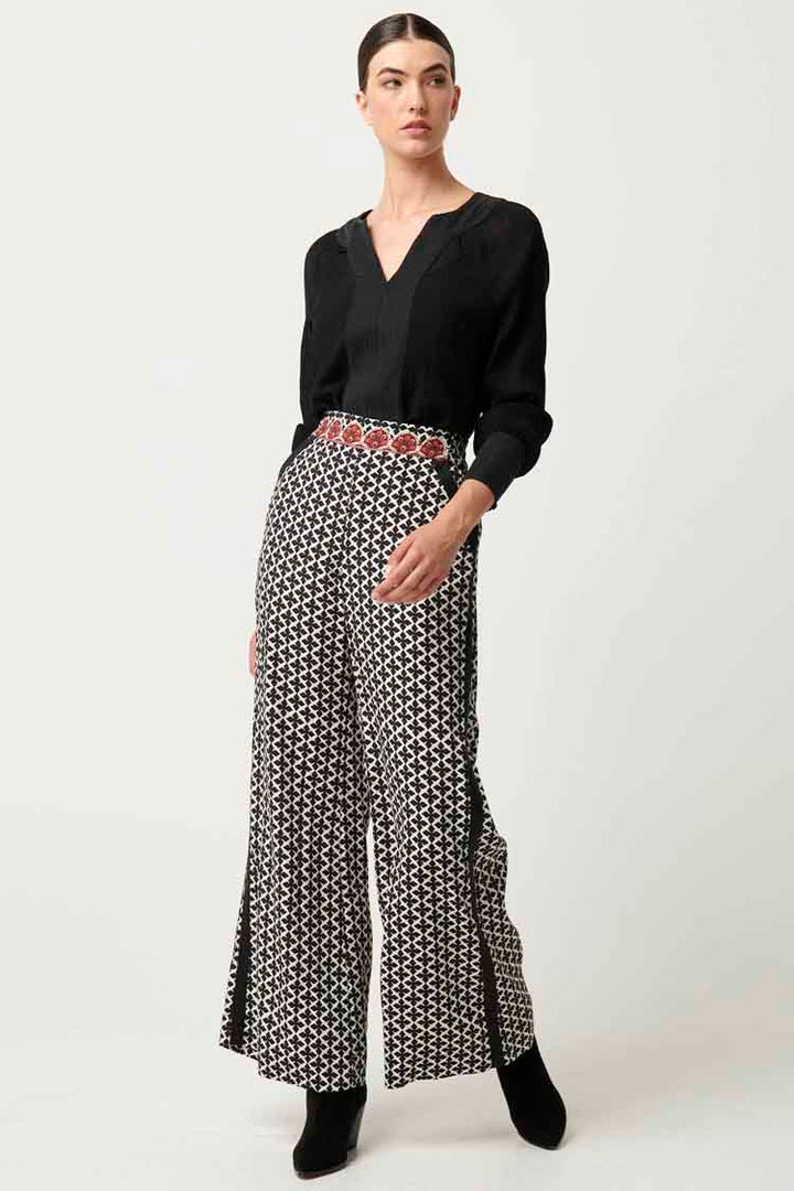 Willow Dobby Contrast Panel Pant in Country Tapestry