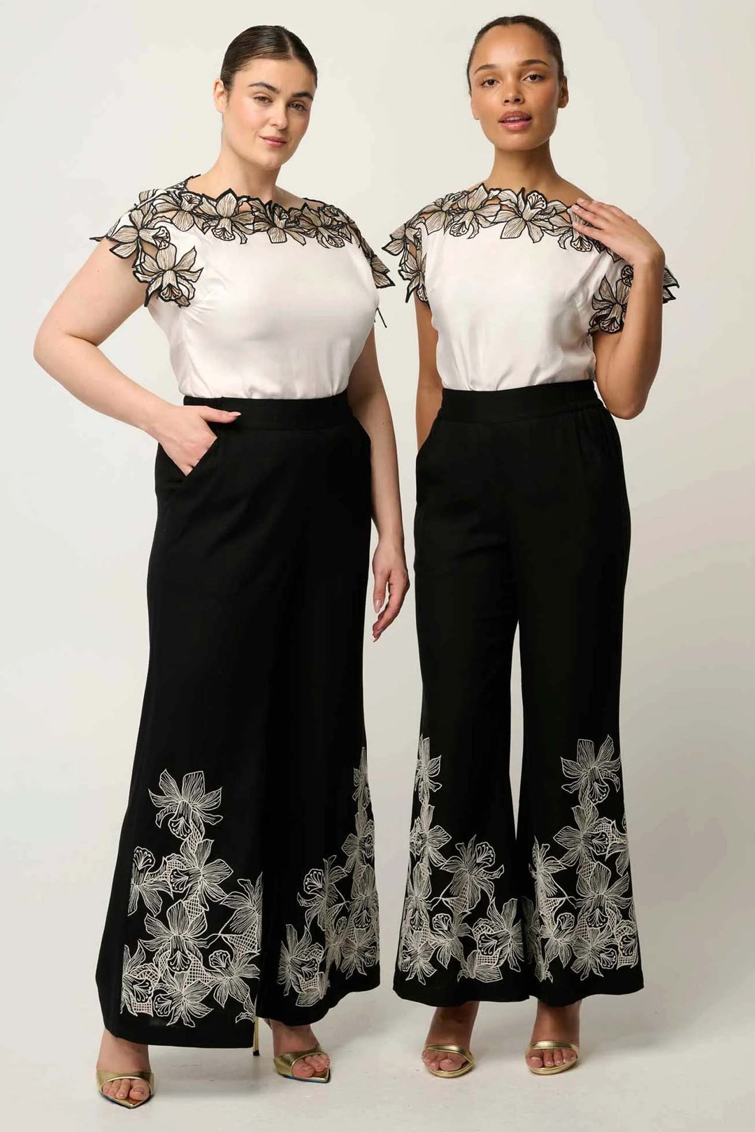 Willow Embroidery Detail Pant in Black