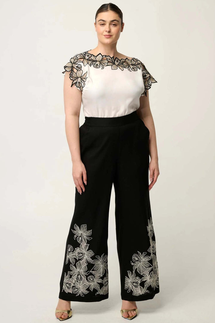 Willow Embroidery Detail Pant in Black