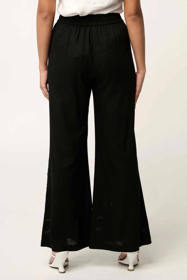 Willow Embroidery Detail Pant in Black