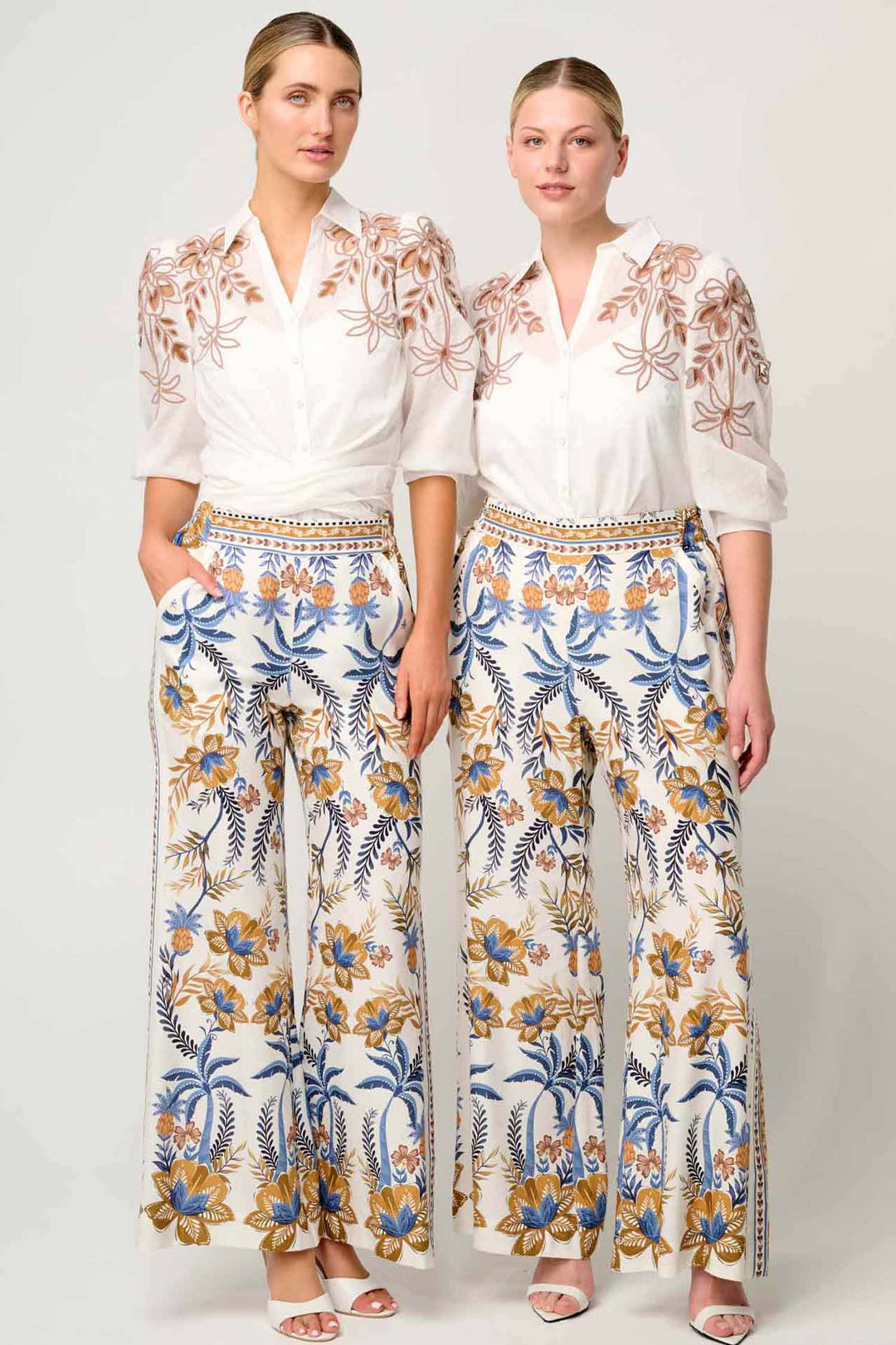 Willow Half Elastic Waist Contrast Panel Pant in Golden Medina