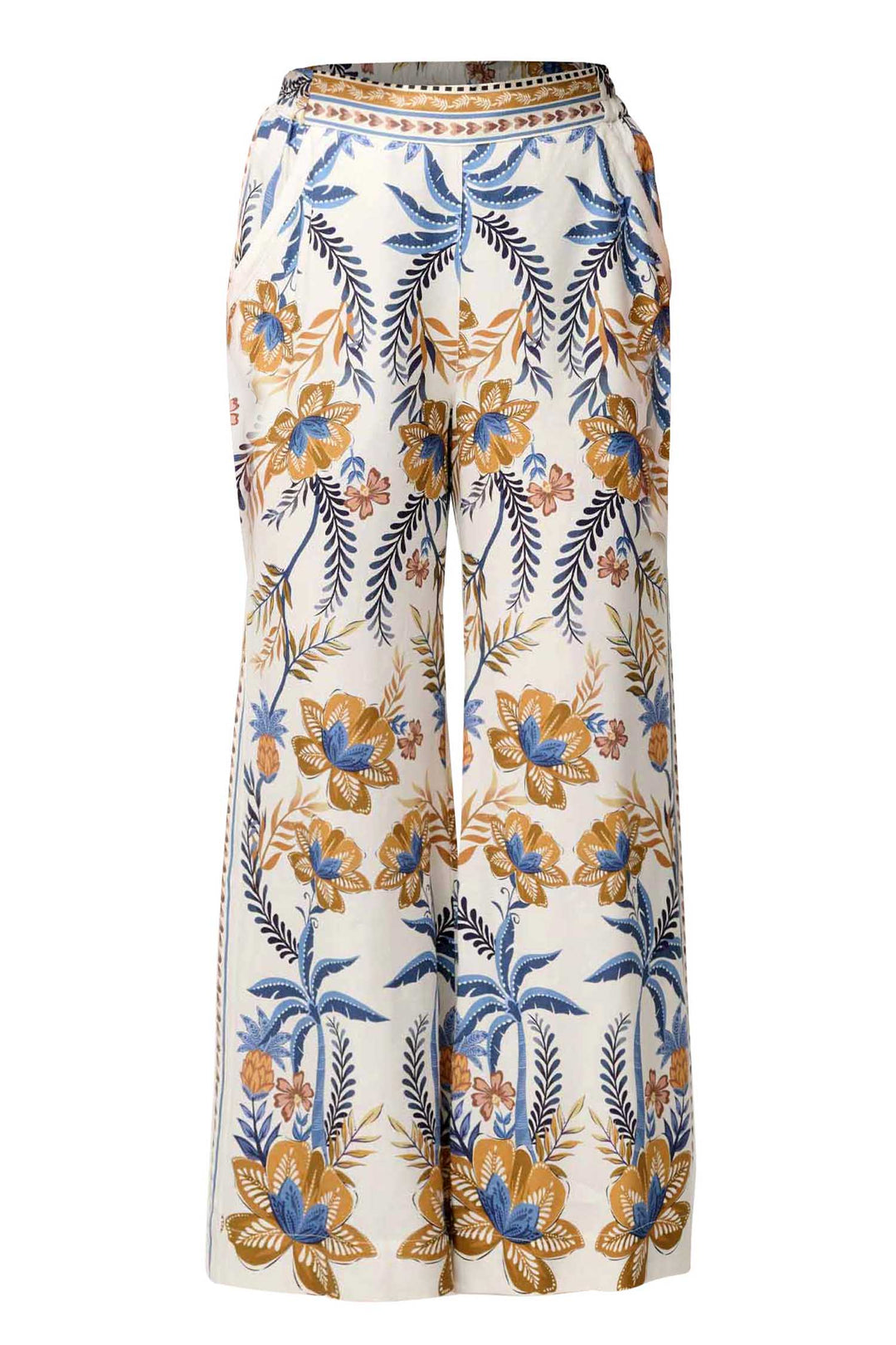 Willow Half Elastic Waist Contrast Panel Pant in Golden Medina