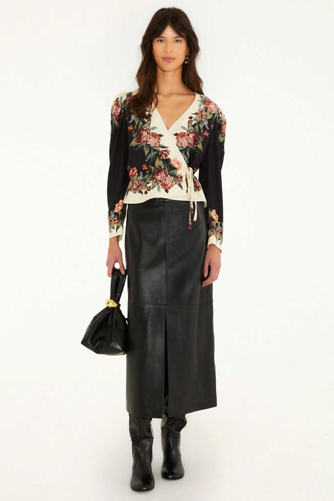 Winter Floral Cream Long Sleeve Blouse