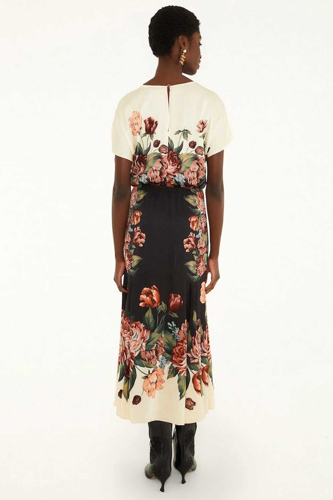 Winter Floral Cream Maxi Dress