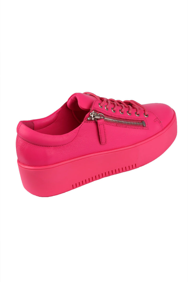 Wolfie Leather Sneaker in Hot Pink