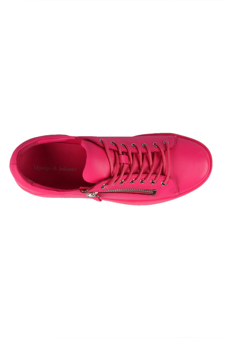 Wolfie Leather Sneaker in Hot Pink