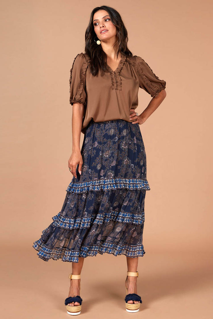 Wood Craft Midi Skirt