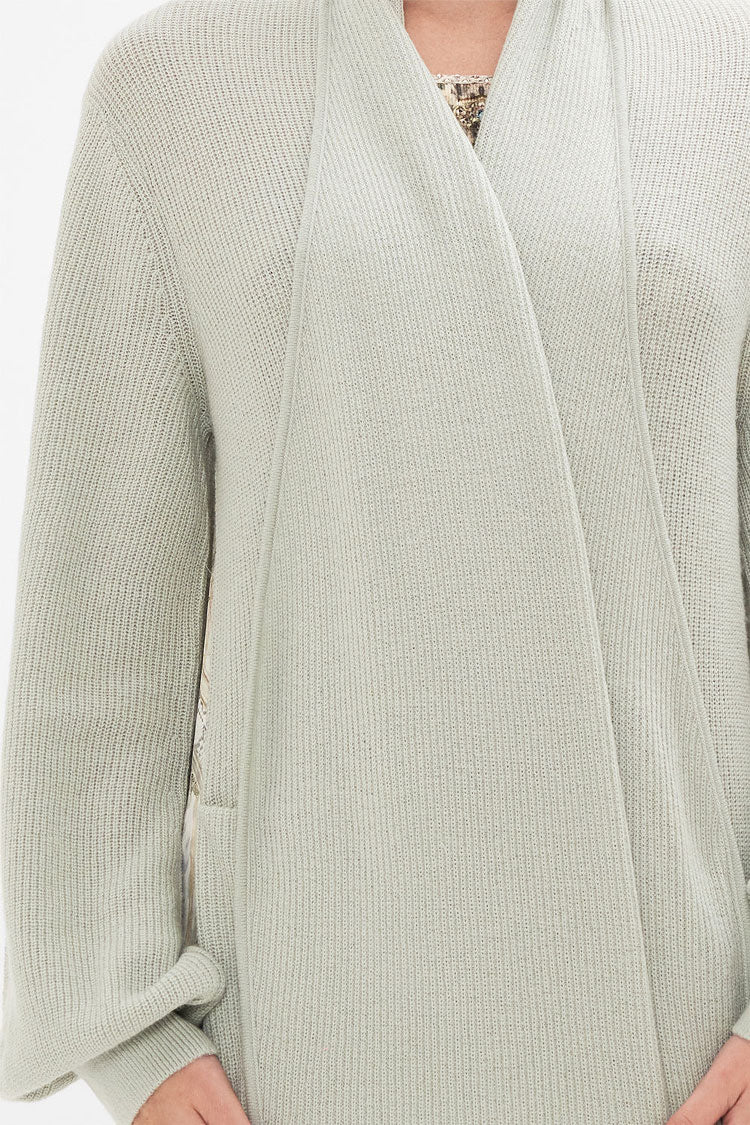 Wool Cashmere Knit Layer w Silk Back in Looking Glass House