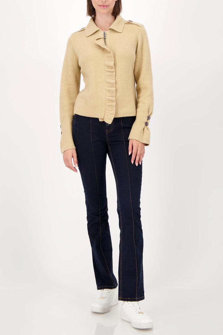 Wool Knit Cardi w Ruffle Detail in Cinnamon