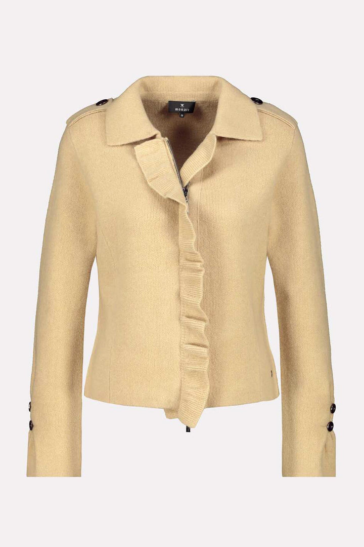 Wool Knit Cardi w Ruffle Detail in Cinnamon