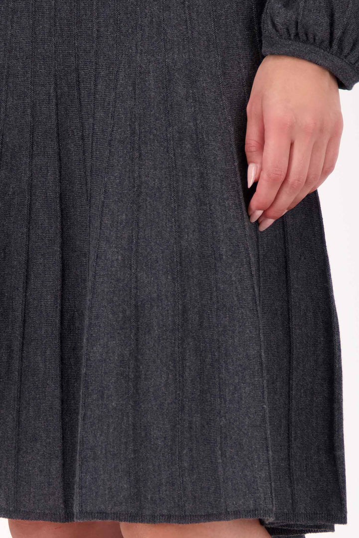 Pleated Knit Skirt in Anthra Melange