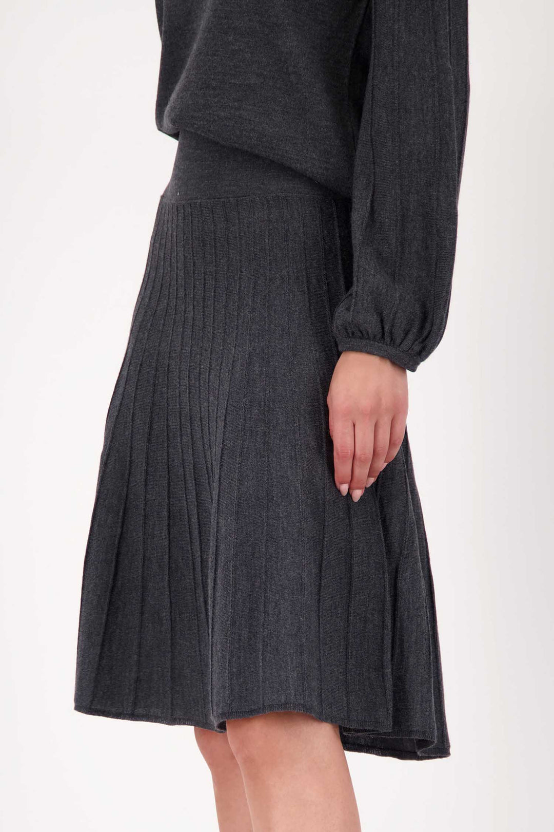 Pleated Knit Skirt in Anthra Melange