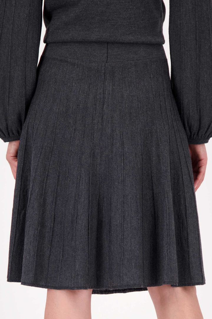 Pleated Knit Skirt in Anthra Melange