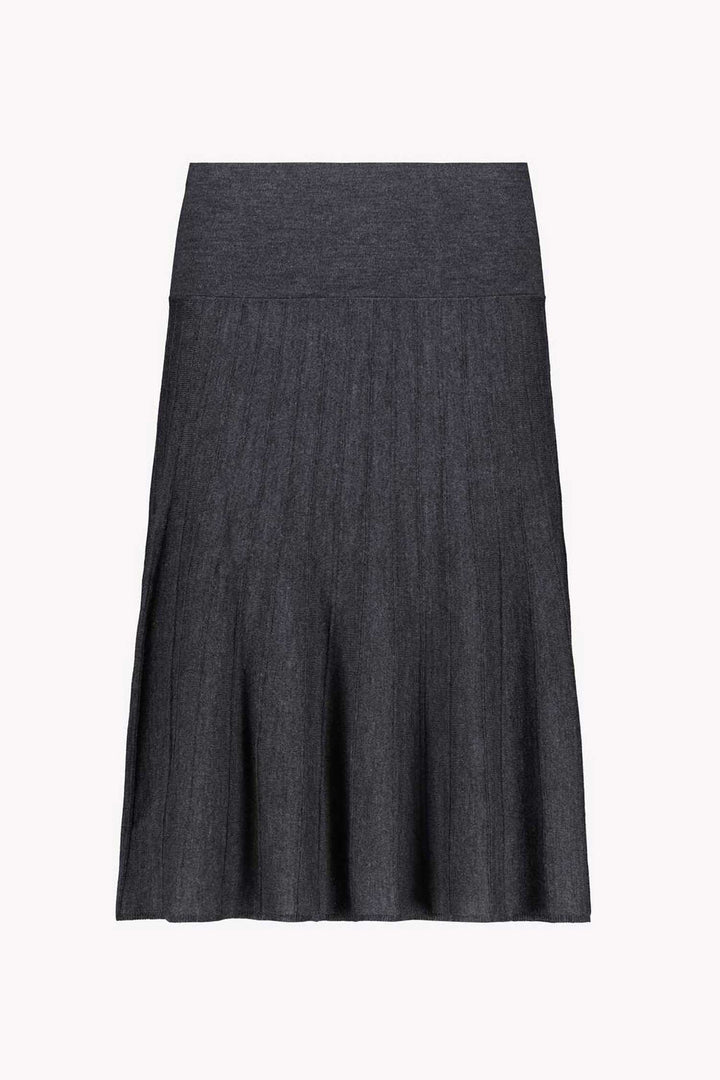 Pleated Knit Skirt in Anthra Melange