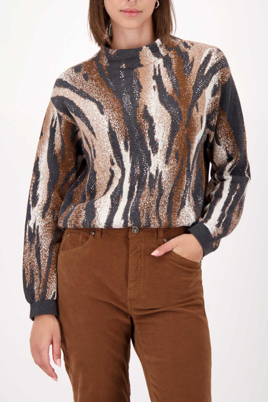 Tiger Jacquard Sweater in Anthra Print