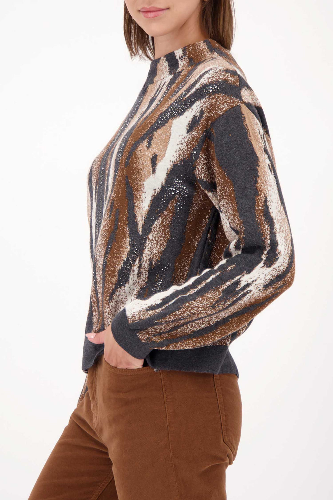 Tiger Jacquard Sweater in Anthra Print
