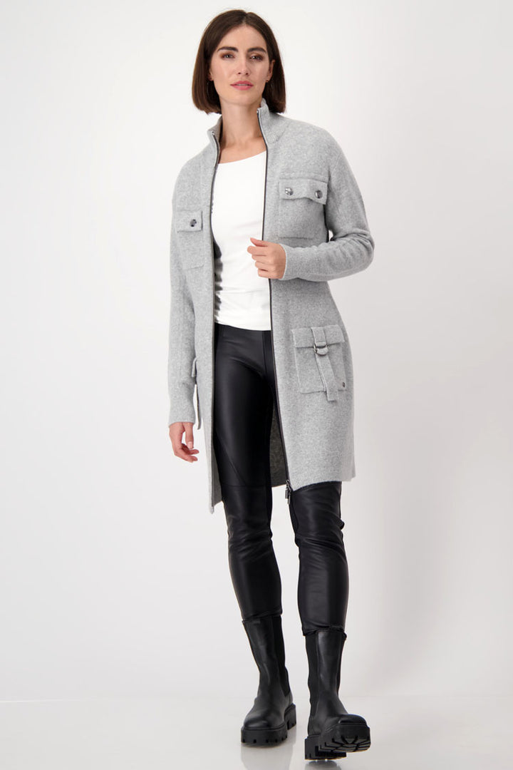 Wool Zip Up Jacket in Silver Grey