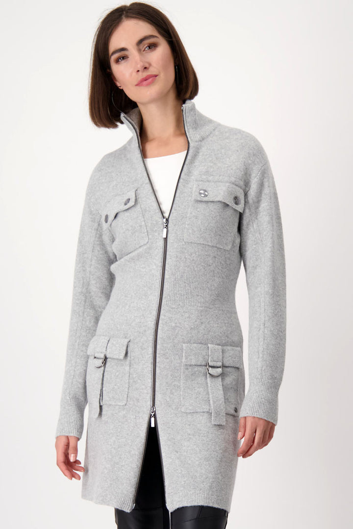 Wool Zip Up Jacket in Silver Grey