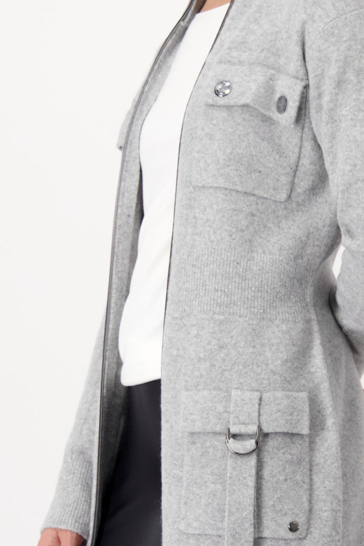 Wool Zip Up Jacket in Silver Grey