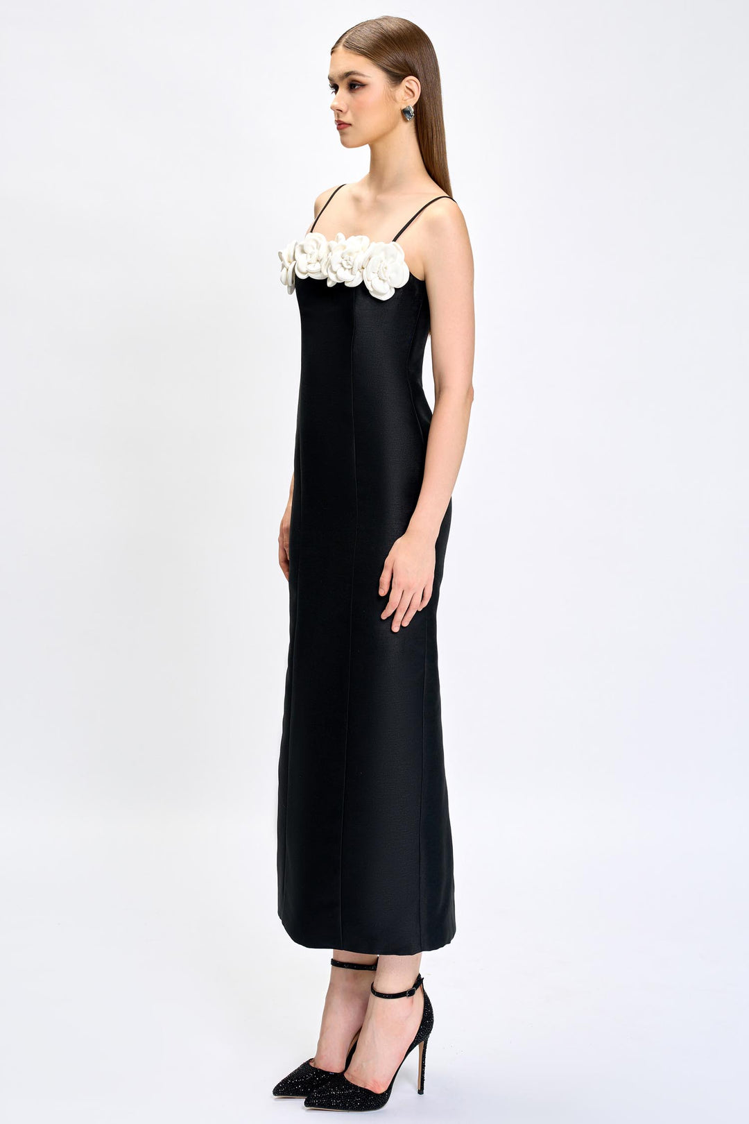 Wynter Floral Midaxi Dress in Black White