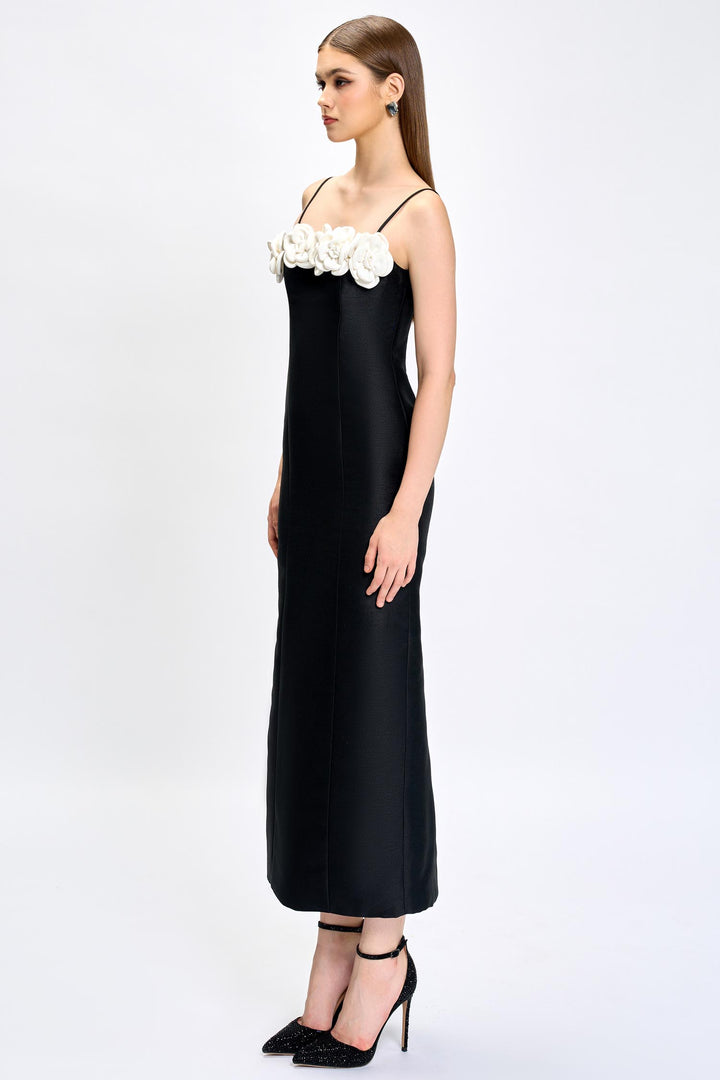 Wynter Floral Midaxi Dress in Black White