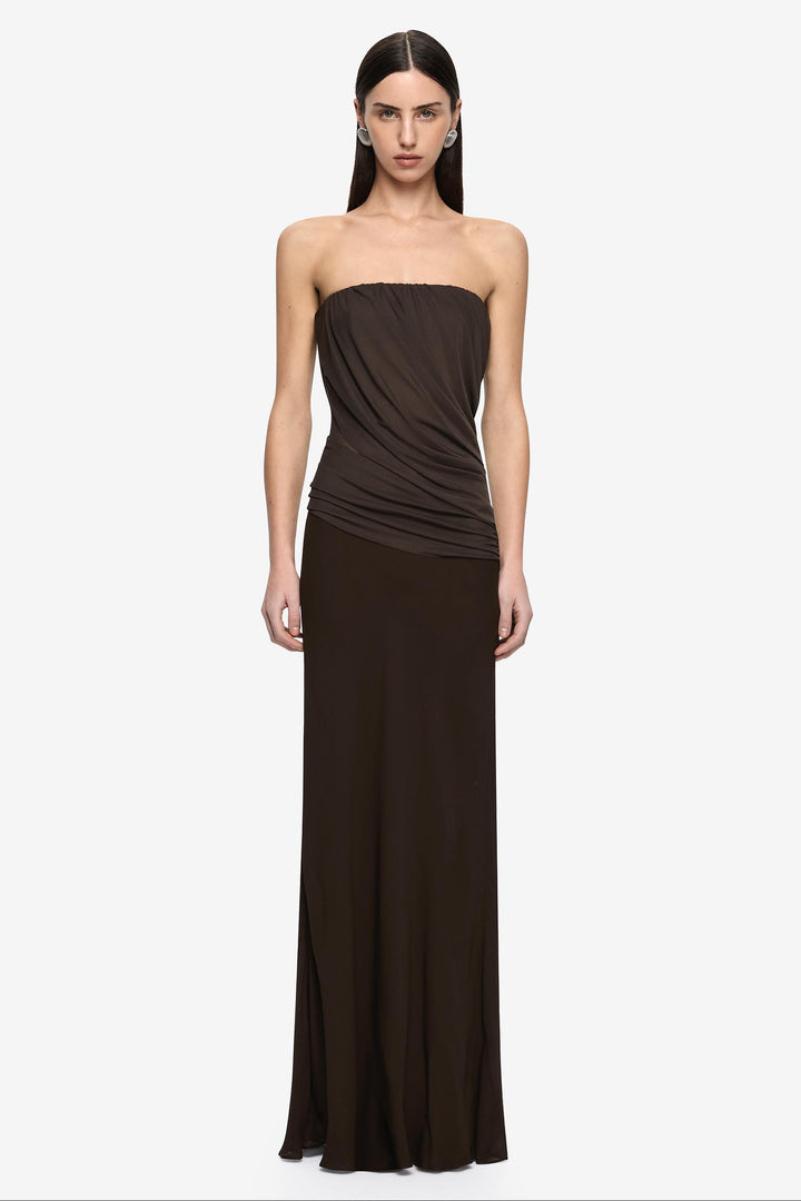 Xanthi Strapless Maxi Dress in Bitter Chocolate