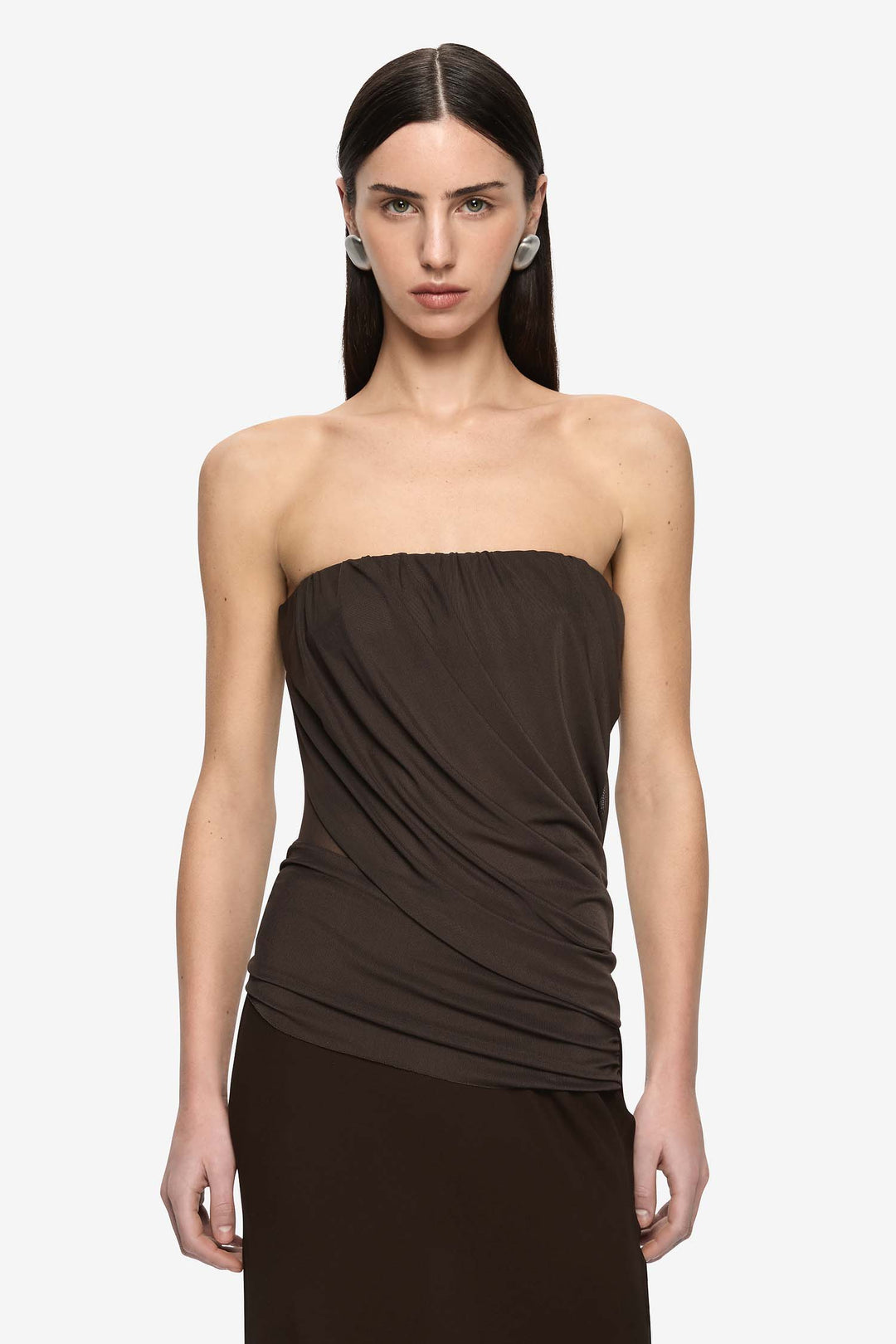 Xanthi Strapless Maxi Dress in Bitter Chocolate
