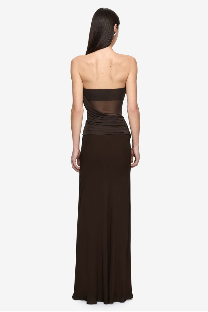 Xanthi Strapless Maxi Dress in Bitter Chocolate