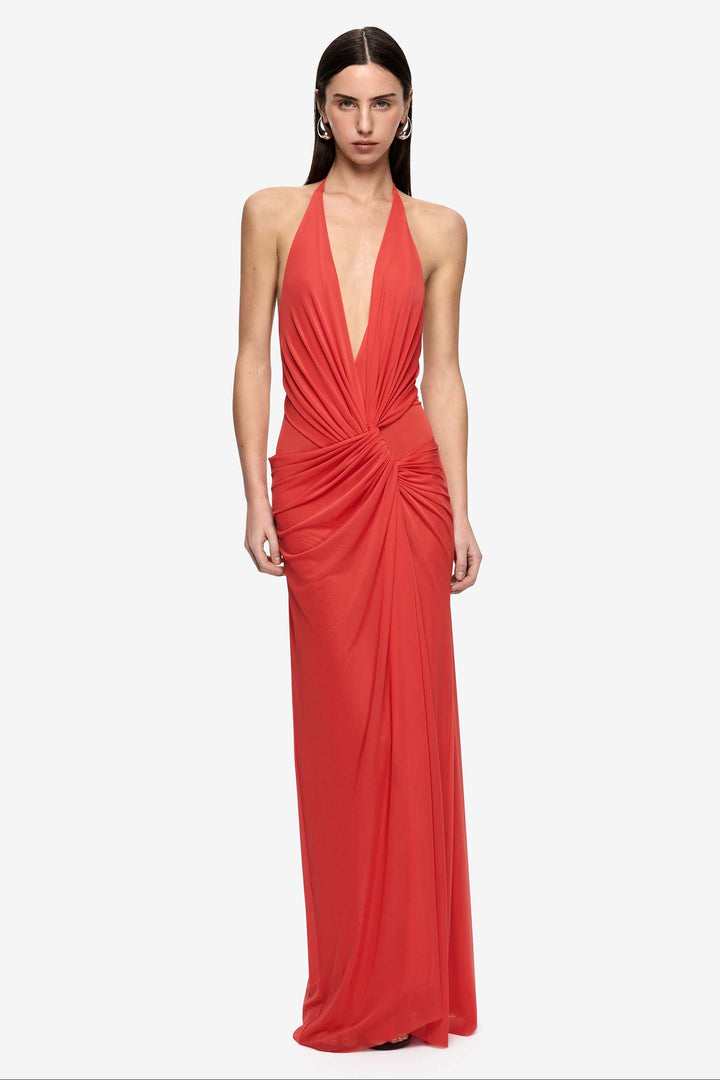 Xanthi V Neck Maxi Dress in Flame