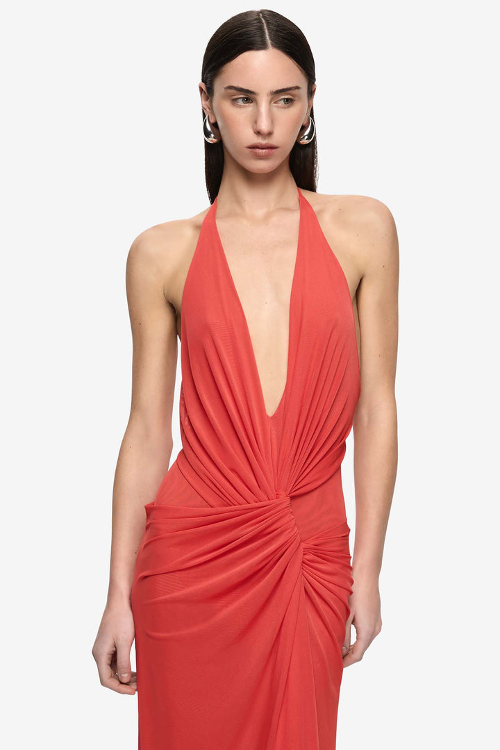 Xanthi V Neck Maxi Dress in Flame