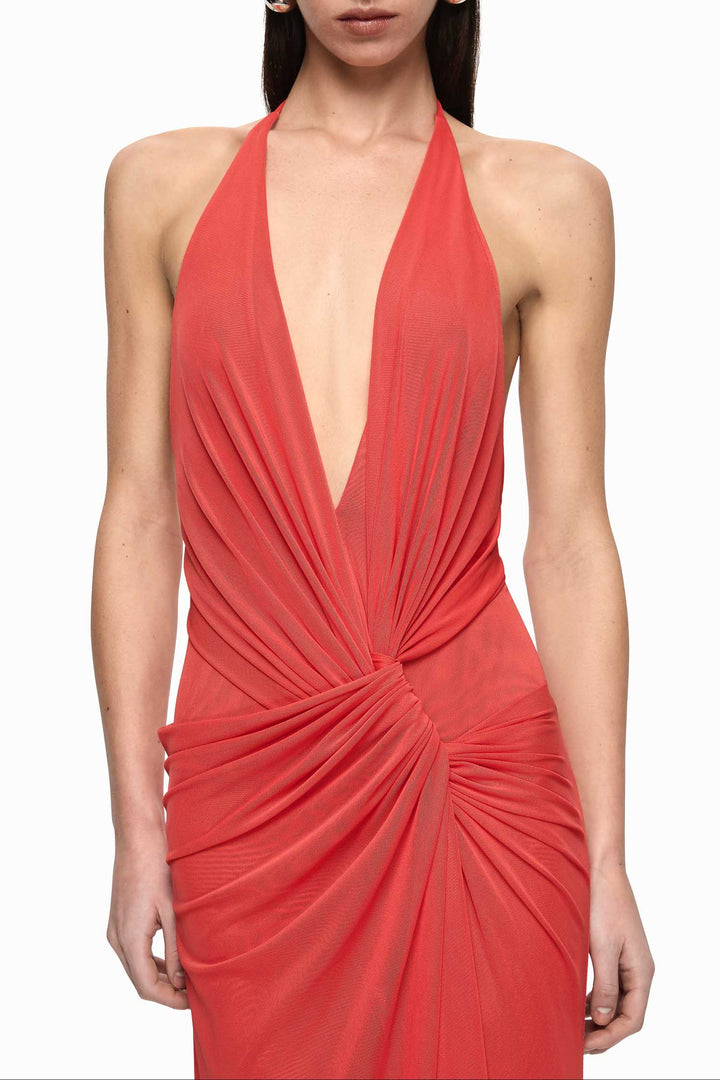 Xanthi V Neck Maxi Dress in Flame