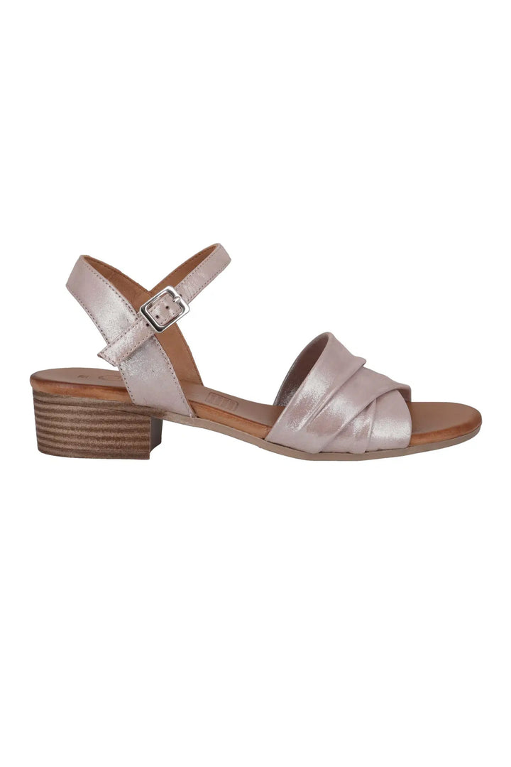 Yenice Strap Leather Sandals in Taupe Shimmer