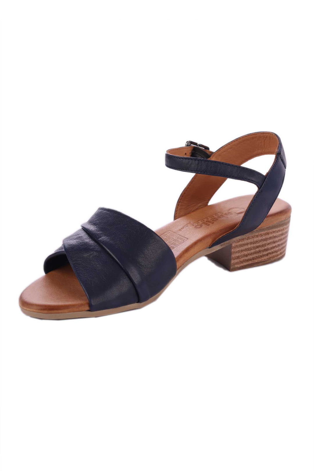 Yenice Strap Leather Sandals in Navy