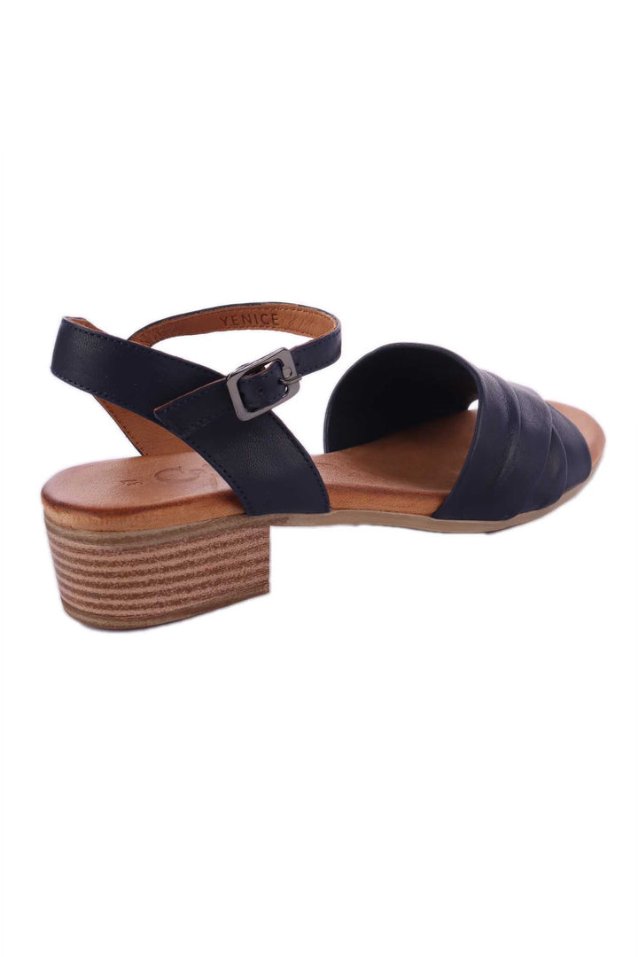 Yenice Strap Leather Sandals in Navy