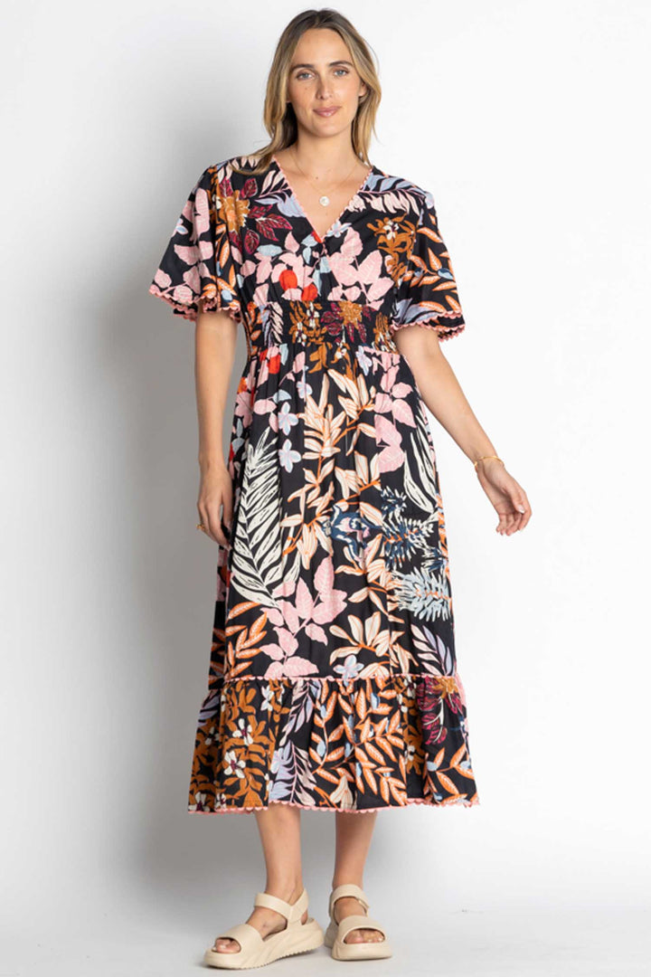 Yohana Printed Midi Dress